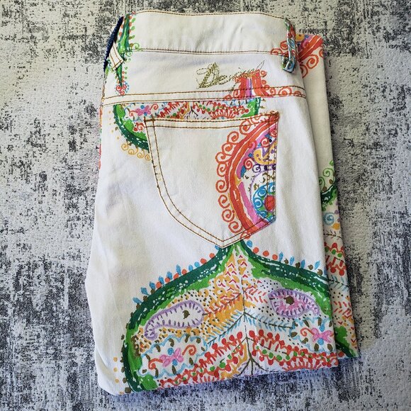 Bright + Lovely Desigual Spain Psychadelic Floral Pants Trousers Jeans! - Picture 13 of 16